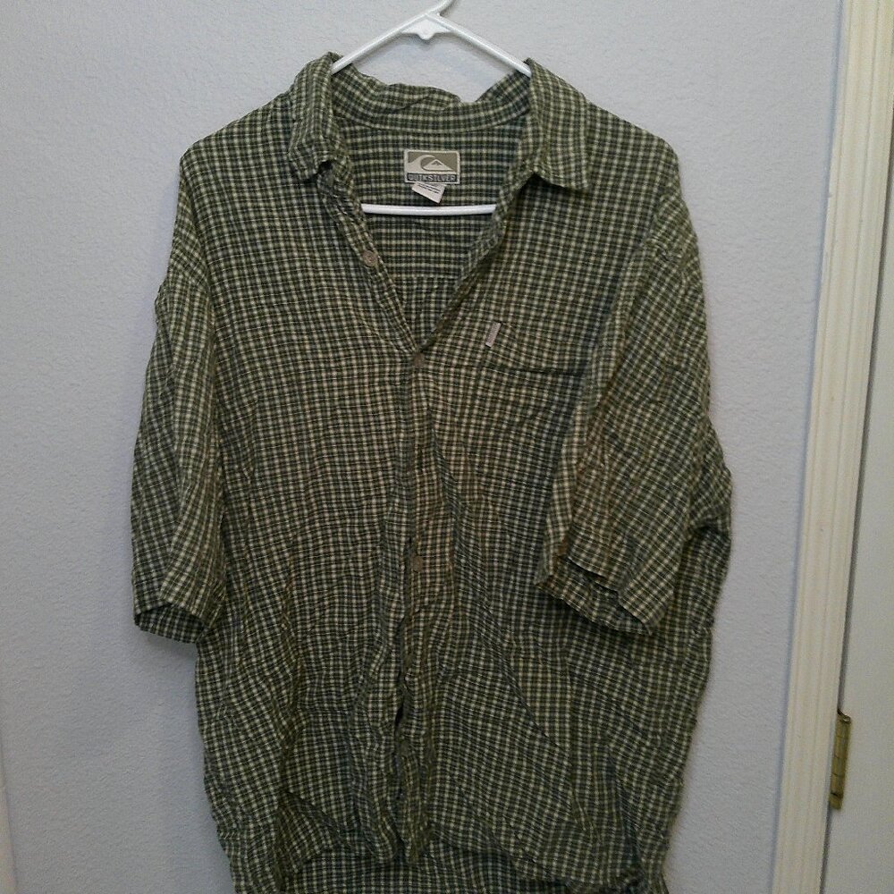 Quiksilver mens green dress shirt mens large